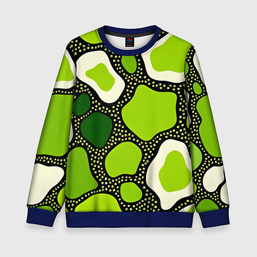 Детский свитшот Зеленая абстракция с кругами / 3D-Синий – фото 1