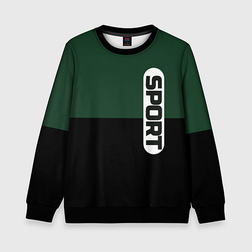 Детский свитшот Sport чёрно-зелёный с белым / 3D-Черный – фото 1