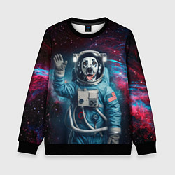 Свитшот детский Далматинец бравый космонавт - нейроарт, цвет: 3D-черный