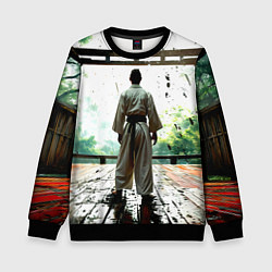 Свитшот детский Боец айкидо в Японии, цвет: 3D-черный