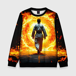 Детский свитшот Айкидоист и огненный вихрь