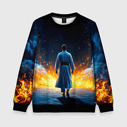 Детский свитшот Айкидоист в огне и синий дым