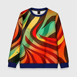Свитшот детский Жаркая полосатая абстракция, цвет: 3D-синий
