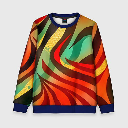 Детский свитшот Жаркая полосатая абстракция / 3D-Синий – фото 1