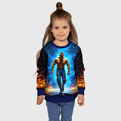 Свитшот детский Реслер в огне, цвет: 3D-синий — фото 2