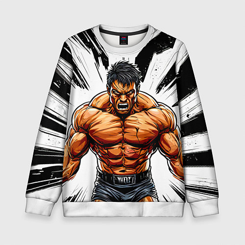 Детский свитшот Мощный реслер / 3D-Белый – фото 1