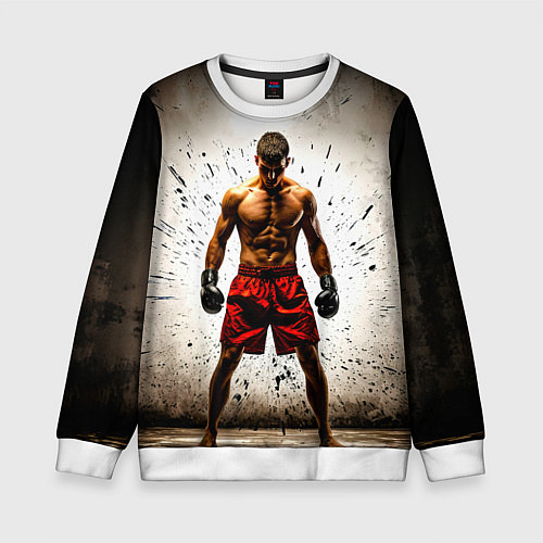 Детский свитшот Боксер в красном / 3D-Белый – фото 1
