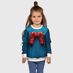 Свитшот детский Бойцовские перчатки на синем, цвет: 3D-белый — фото 2