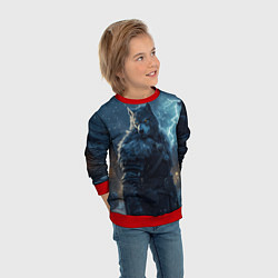 Свитшот детский Волк в доспехах, цвет: 3D-красный — фото 2
