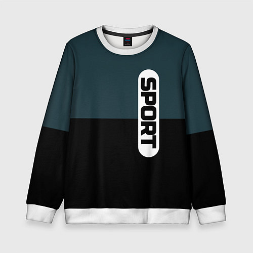 Детский свитшот Sport чёрно-синий с белым / 3D-Белый – фото 1