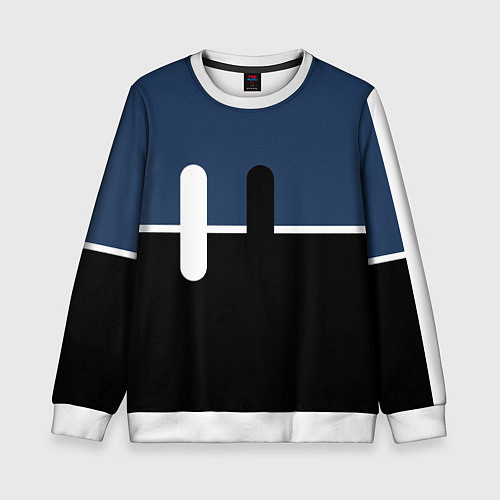 Детский свитшот Простая абстракция сине-чёрный с белым / 3D-Белый – фото 1