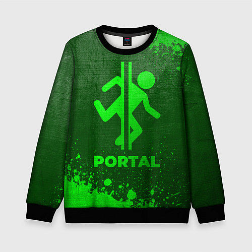 Детский свитшот Portal - green gradient / 3D-Черный – фото 1