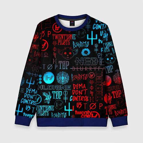 Детский свитшот Twenty one pilots rock pattern / 3D-Синий – фото 1