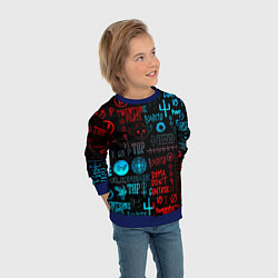 Свитшот детский Twenty one pilots rock pattern, цвет: 3D-синий — фото 2