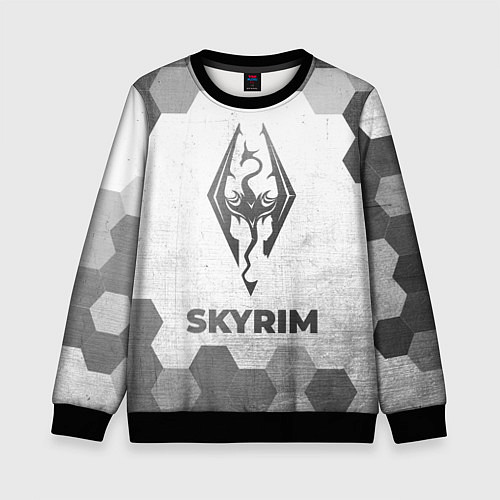 Детский свитшот Skyrim - white gradient / 3D-Черный – фото 1