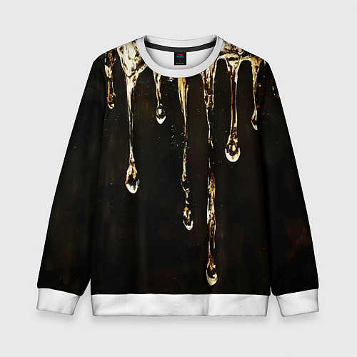 Детский свитшот Мед на коричневой текстуре / 3D-Белый – фото 1