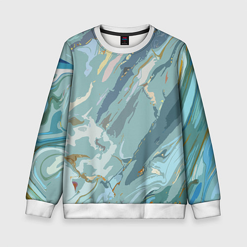 Детский свитшот Холодный голубой абстракция / 3D-Белый – фото 1