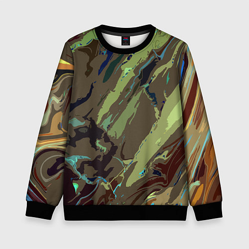 Детский свитшот Абстракция тон хаки / 3D-Черный – фото 1