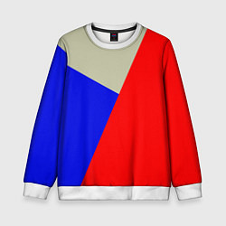 Свитшот детский Серо-сине-красный трёхцветный, цвет: 3D-белый