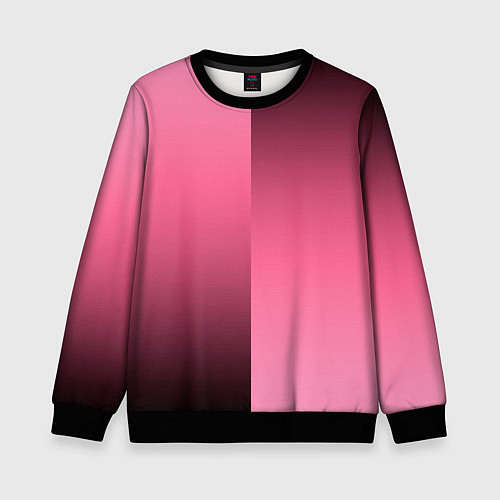 Детский свитшот Розовый с затемнением градиент пополам / 3D-Черный – фото 1