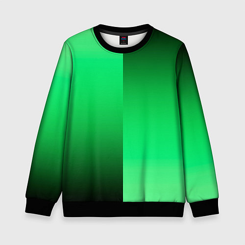 Детский свитшот Чёрно-зелёный градиент пополам / 3D-Черный – фото 1