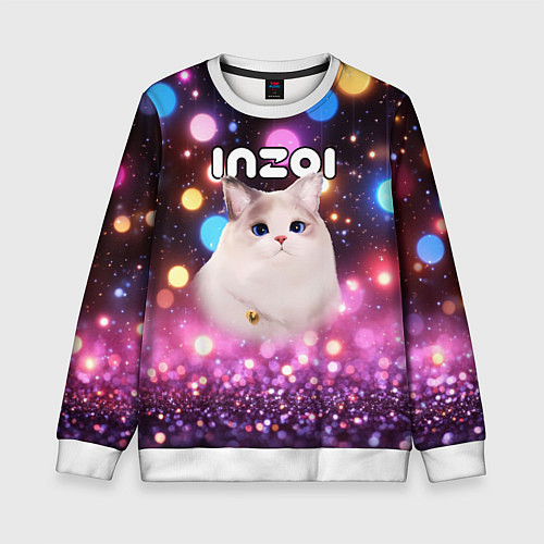 Детский свитшот Inzoi кошечка и логотип / 3D-Белый – фото 1