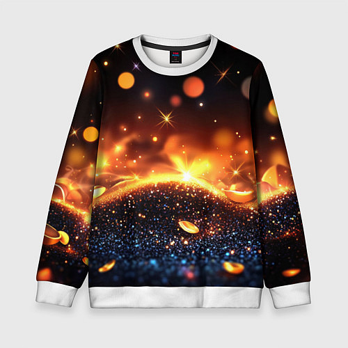 Детский свитшот Оранжевое боке на черном / 3D-Белый – фото 1