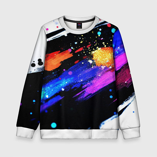 Детский свитшот Разноцветные блестящие кляксы - текстура / 3D-Белый – фото 1