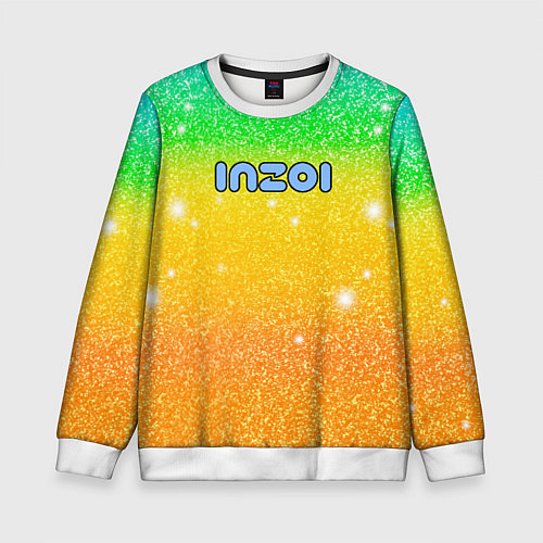 Детский свитшот Inzoi зелено-желтый фон / 3D-Белый – фото 1