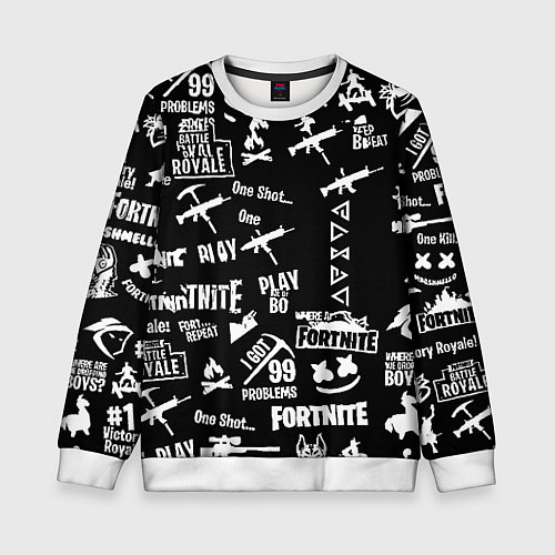 Детский свитшот Черно белые логотипы игр / 3D-Белый – фото 1