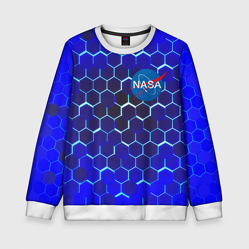 Детский свитшот Nasa голубая броня / 3D-Белый – фото 1