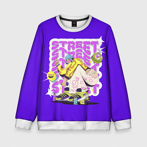 Детский свитшот Street Y2K girl violet / 3D-Белый – фото 1
