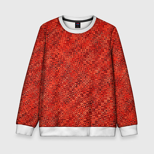 Детский свитшот Морковный красный текстурированный узоры / 3D-Белый – фото 1