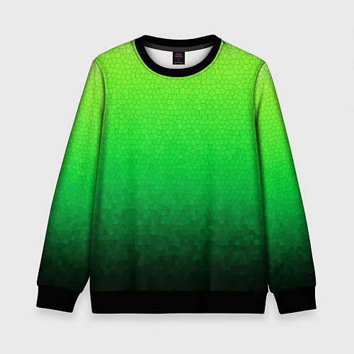 Детский свитшот Градиент мозаика зелёный в тёмный / 3D-Черный – фото 1