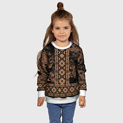 Свитшот детский Золотой дракон с узорами славянскими, цвет: 3D-белый — фото 2