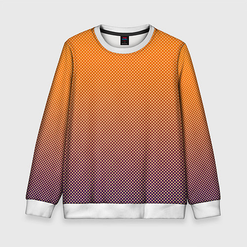 Детский свитшот Градиент оранжевый в фиолетовый мелкий ромбик / 3D-Белый – фото 1
