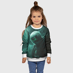 Свитшот детский Космонавт скелет с зеленым светом, цвет: 3D-белый — фото 2