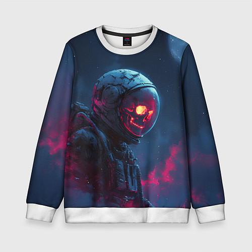 Детский свитшот Скелет космонавта под луной / 3D-Белый – фото 1