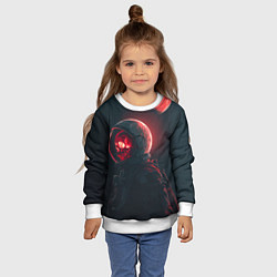 Свитшот детский Череп космонавта в красном свете, цвет: 3D-белый — фото 2