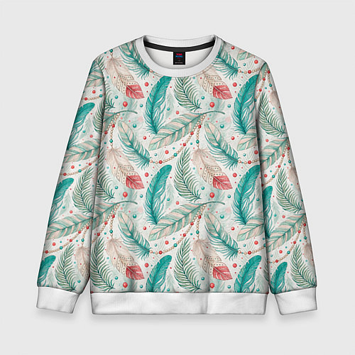 Детский свитшот Бохо паттерн в мятных тонах / 3D-Белый – фото 1