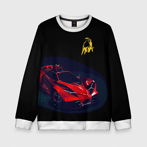 Детский свитшот Lamborghini Diverso - motorsport / 3D-Белый – фото 1