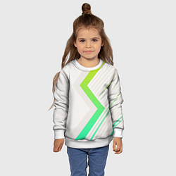 Свитшот детский Color white line green, цвет: 3D-белый — фото 2