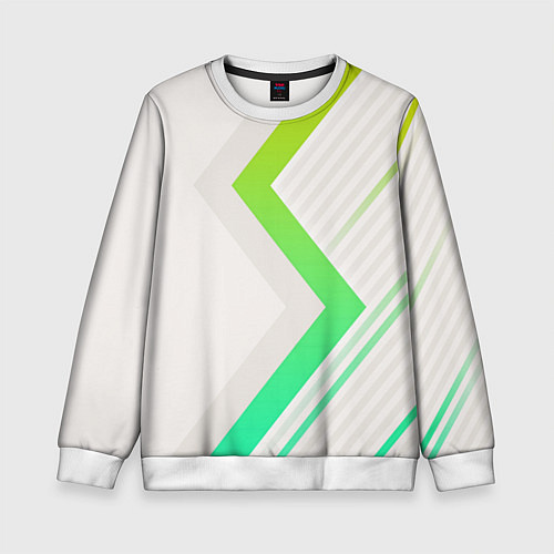 Детский свитшот Color white line green / 3D-Белый – фото 1