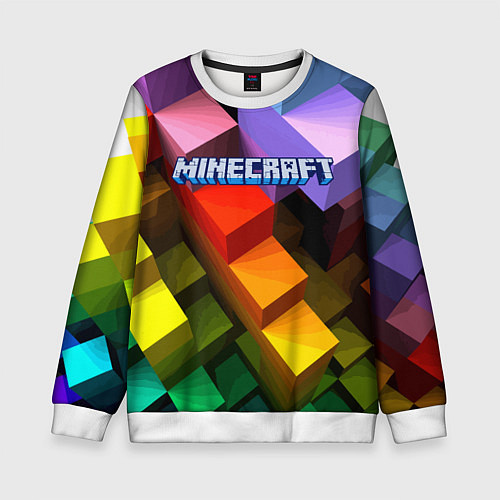 Детский свитшот Minecraft - pattern / 3D-Белый – фото 1