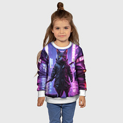 Свитшот детский Котик с катаной, цвет: 3D-белый — фото 2