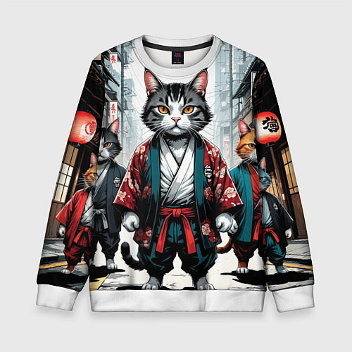 Детский свитшот Коты якудза / 3D-Белый – фото 1