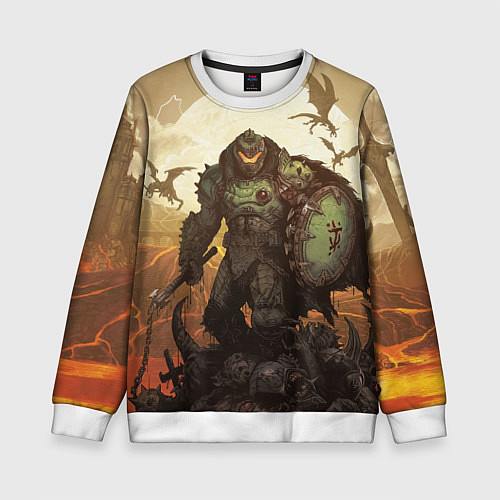 Детский свитшот Doom dark ages doom guy / 3D-Белый – фото 1