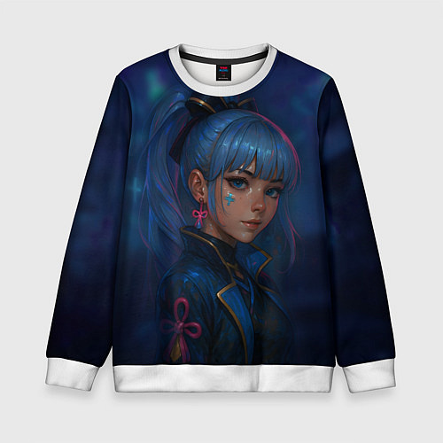 Детский свитшот Камисато Аяка киберпанк / 3D-Белый – фото 1