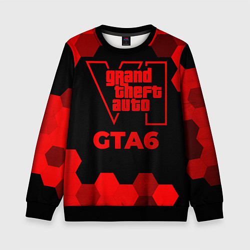 Детский свитшот GTA6 - red gradient / 3D-Черный – фото 1