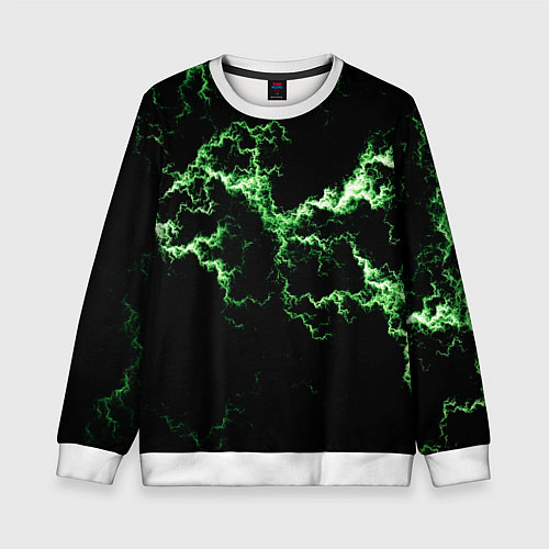 Детский свитшот Lightning green glow / 3D-Белый – фото 1